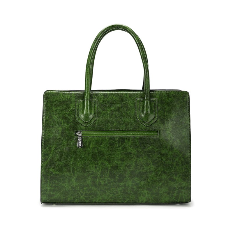 KLEIO Olive Green PU Leather Tote Bag with Zip Closure for Women - Image 5